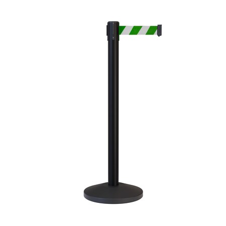 Stanchion Belt Barrier Black Post 13ft. Grn/Wh Belt